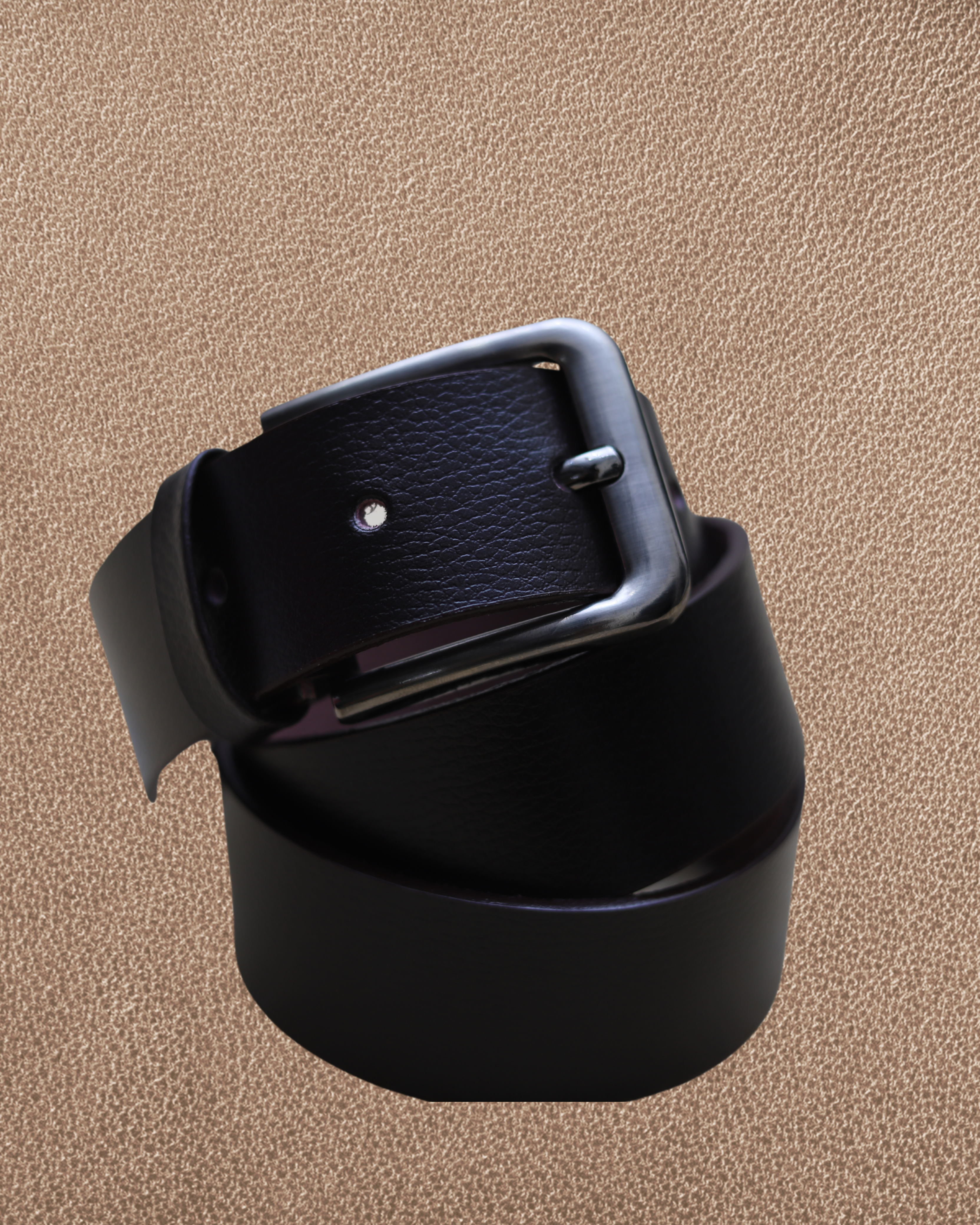 Black - Textured - Leather Belt